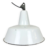 Suspension industrielle en émail blanc de Zaos, années 1960