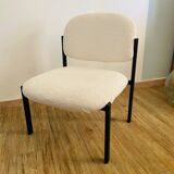 Boucle and metal designer armchair