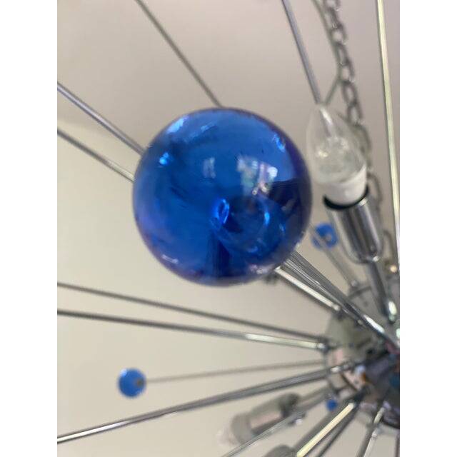Contemporary blue “star” murano glass sputnik chandelier
