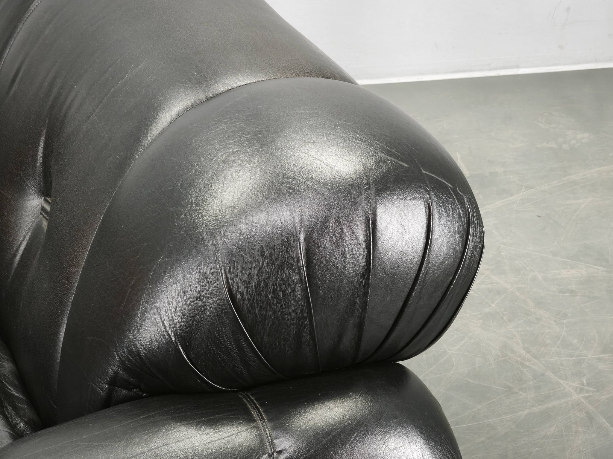 1970s Italian Two-Seat Sofa by Adriano Piazzesi in Chrome and Leatherette