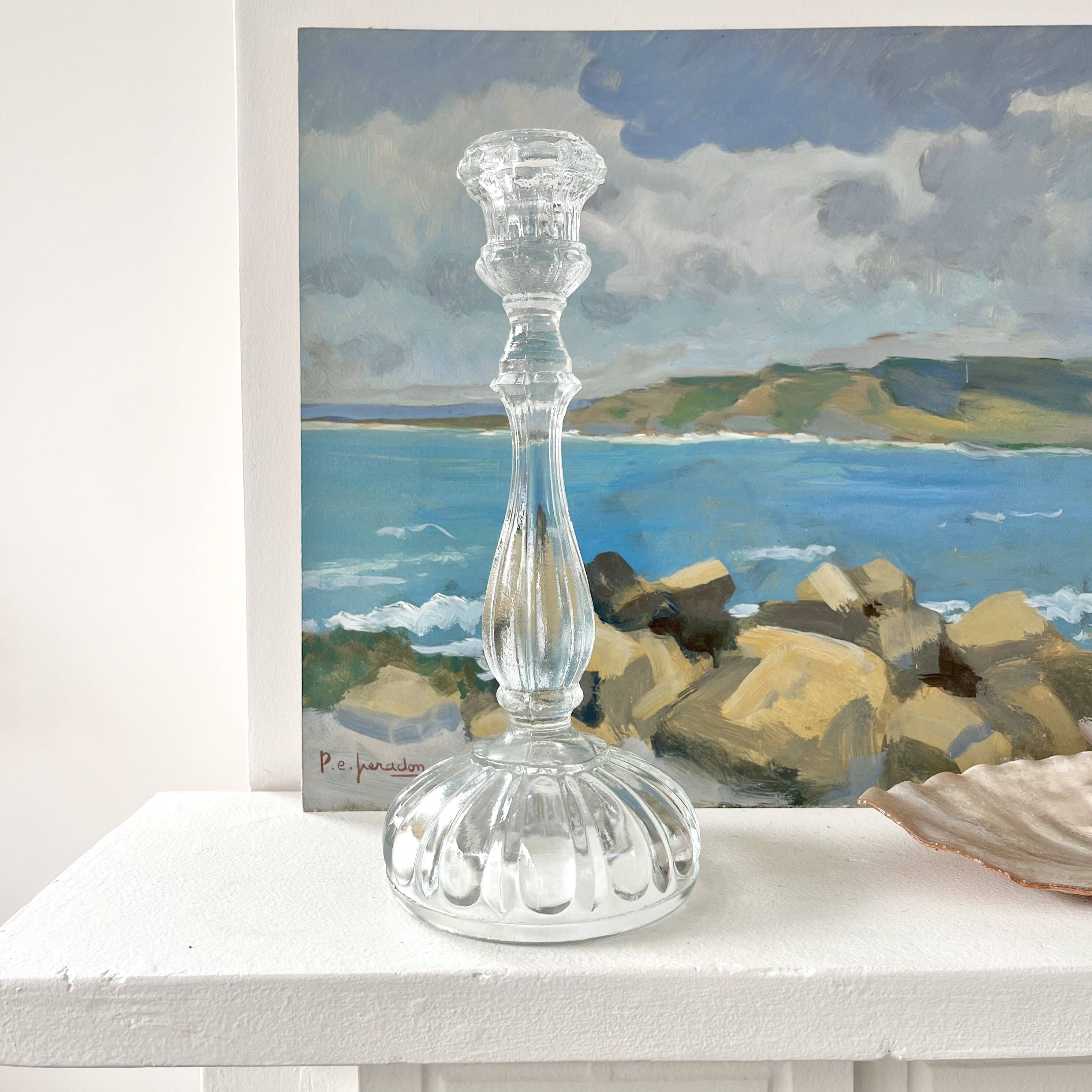 Thick molded glass candle holder