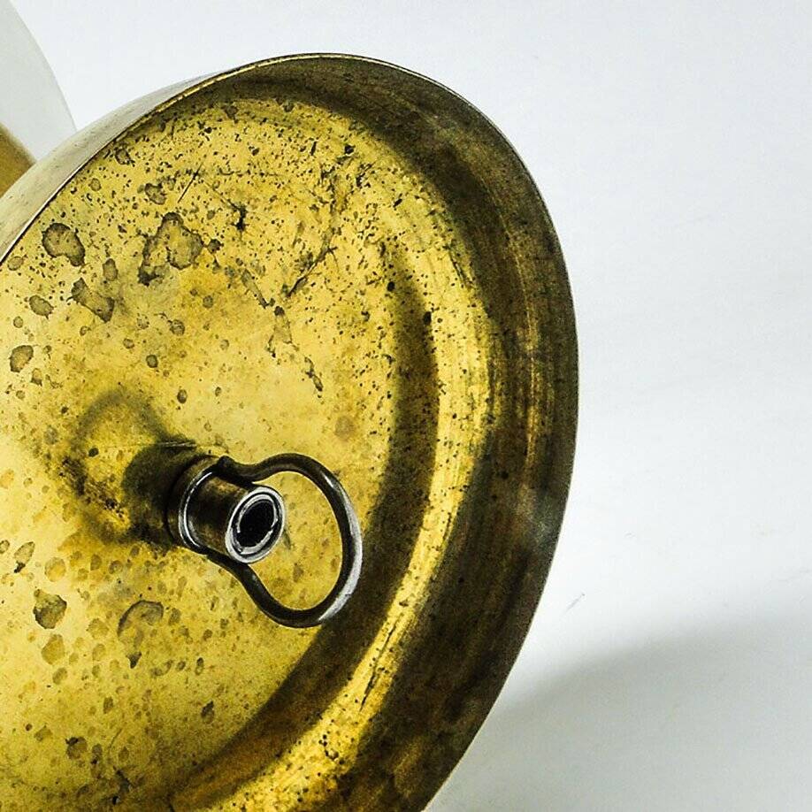 Brass and glass pendant lamp, Poland, 1950s