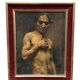 Oil on panel by Alain Beaufreton academic nude male