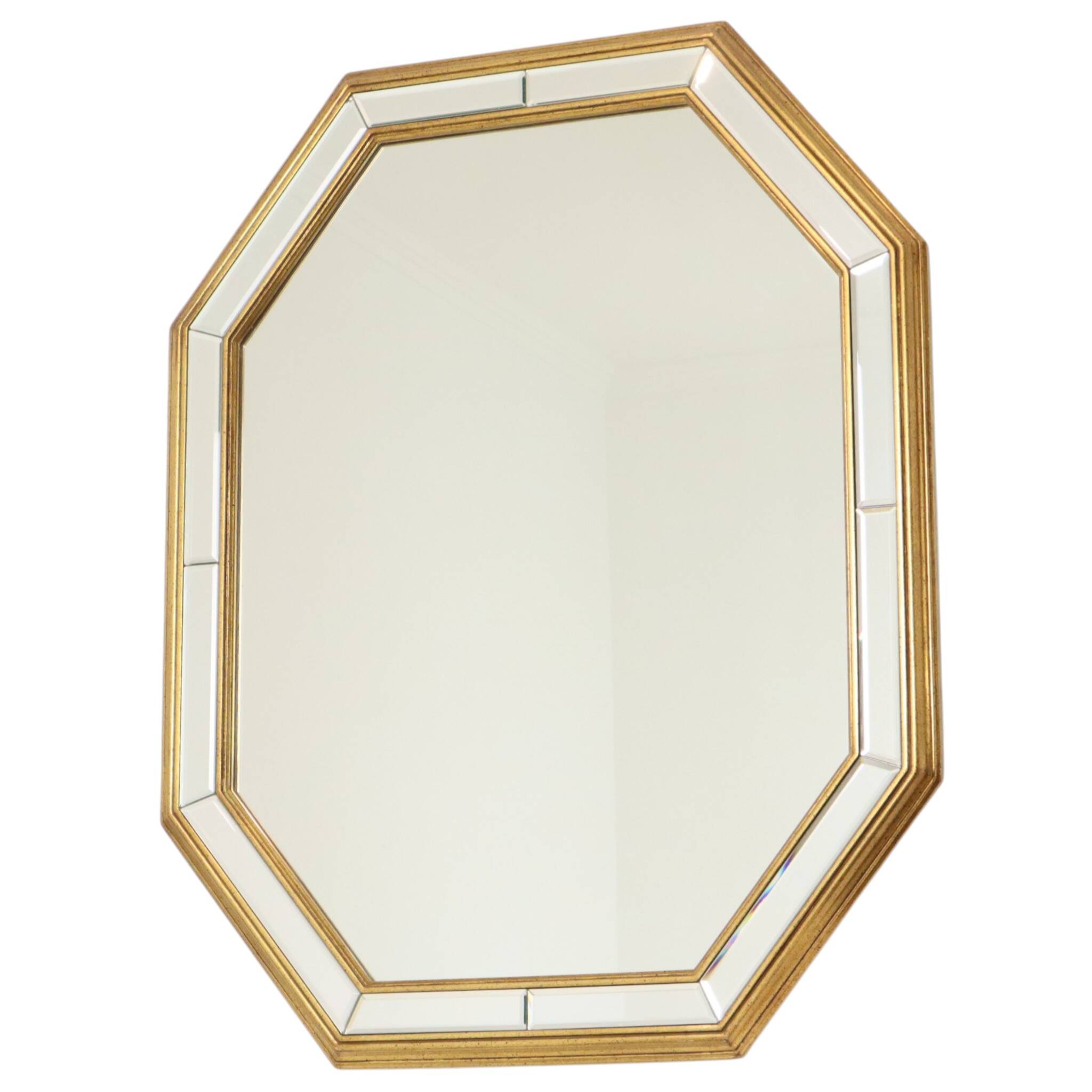 Grand miroir octogonal Deknudt, style Hollywood Regency