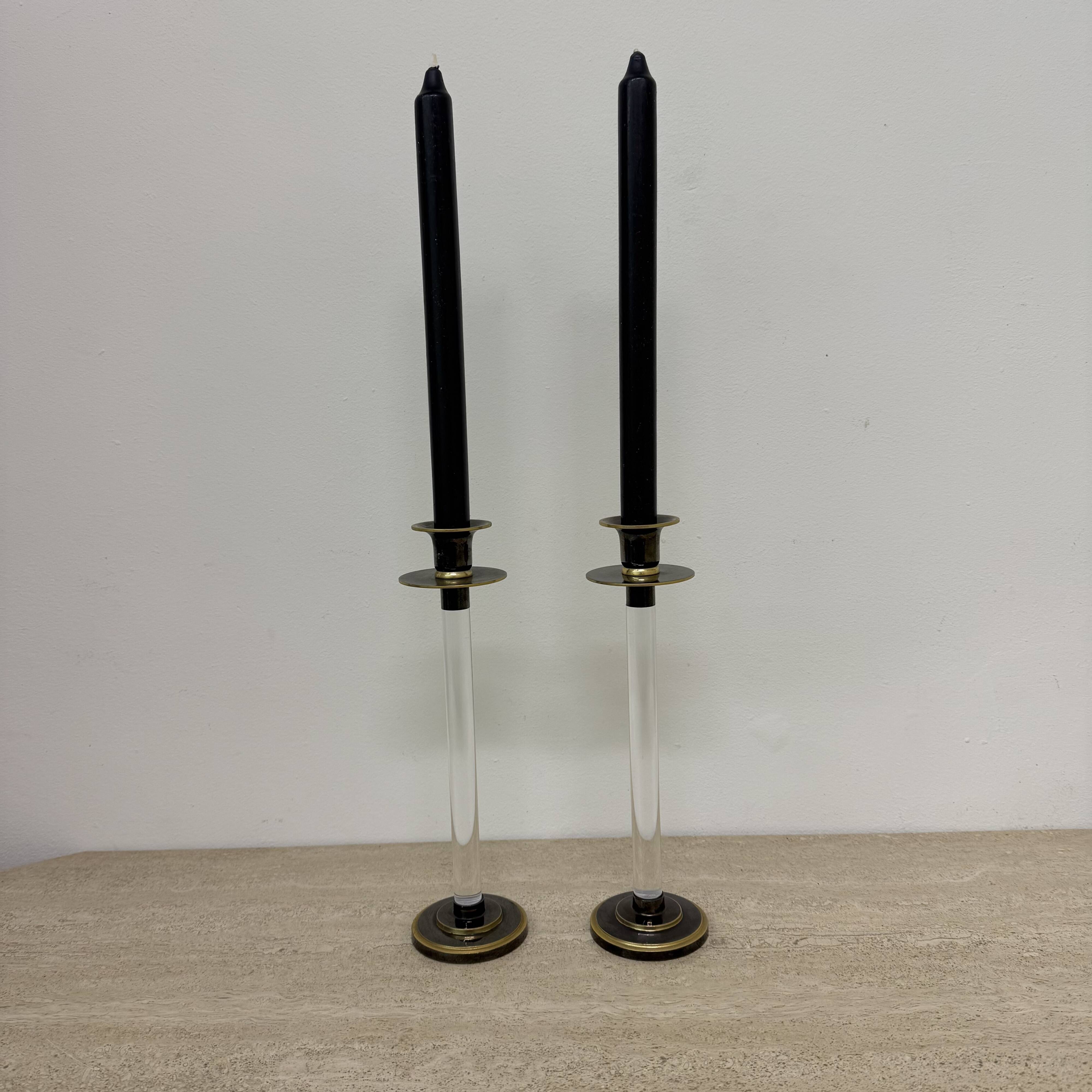 Set of 2 Caravell lucite candle sticks, 1970’s