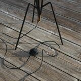 Black metal tripod floor lamp 1950