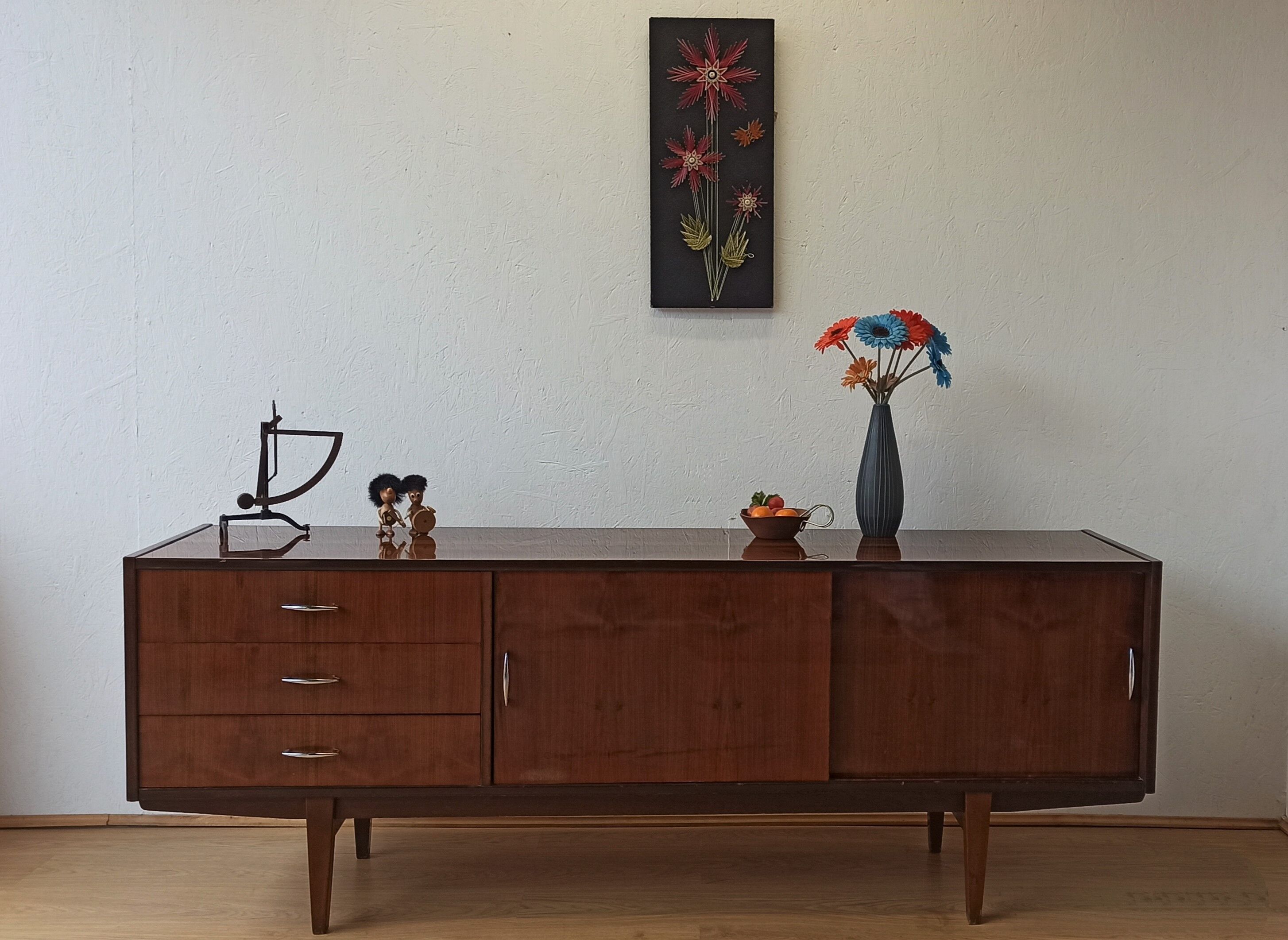 Modernist long sideboard of the 1970s