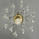 Liège lustre in blown glass, two levels of light arms, 18th century.