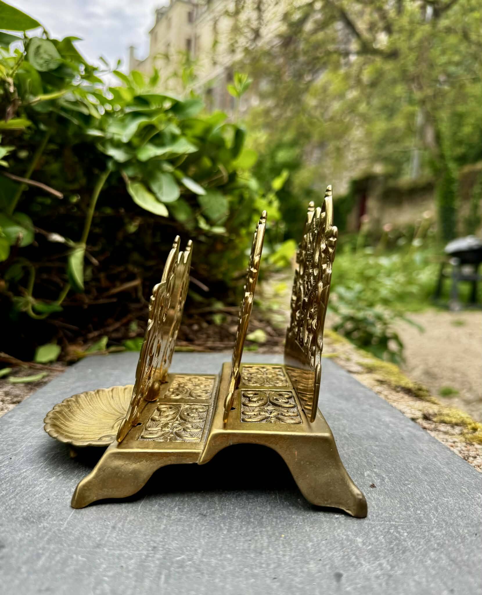 Brass magazine and letter holder in Louis XV baroque style.