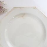 Creil and Montereau plates, 19th century, Perle model, ivory / set of 2