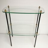 Vintage display 1950 / 1960, side table / sofa end, glass shelves