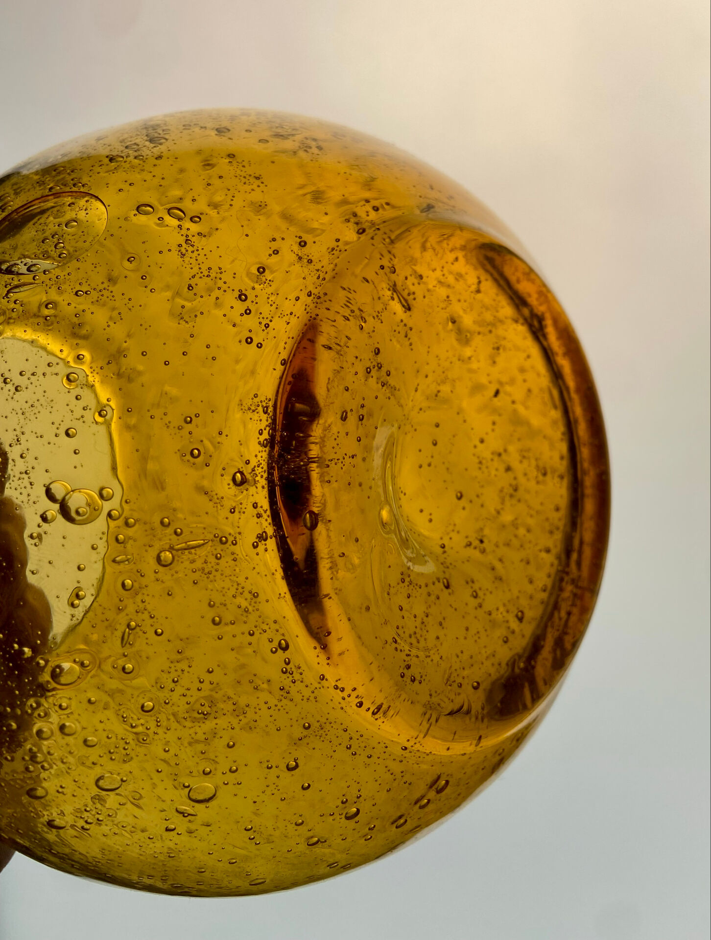 Large amber bubble glass sweet jar from Biot, 1960s.
