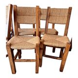 6 chaises en noyer et paillées