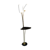 Lampadaire années 50 en laiton et opalines design René Mathieu pour Lunel