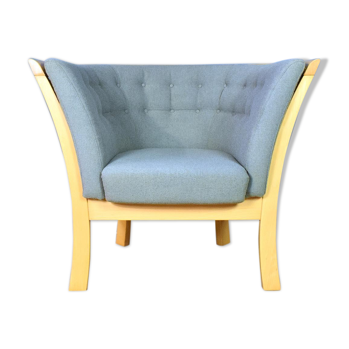 Mid century modern retro danish grey 'Maria' beech lounge armchair by Stouby