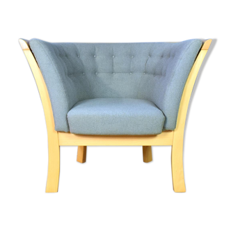 Mid century modern retro danish grey 'Maria' beech lounge armchair by Stouby