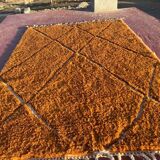 Beni Ouarain rug 300x200 cm – Thick ochre wool with tribal patterns