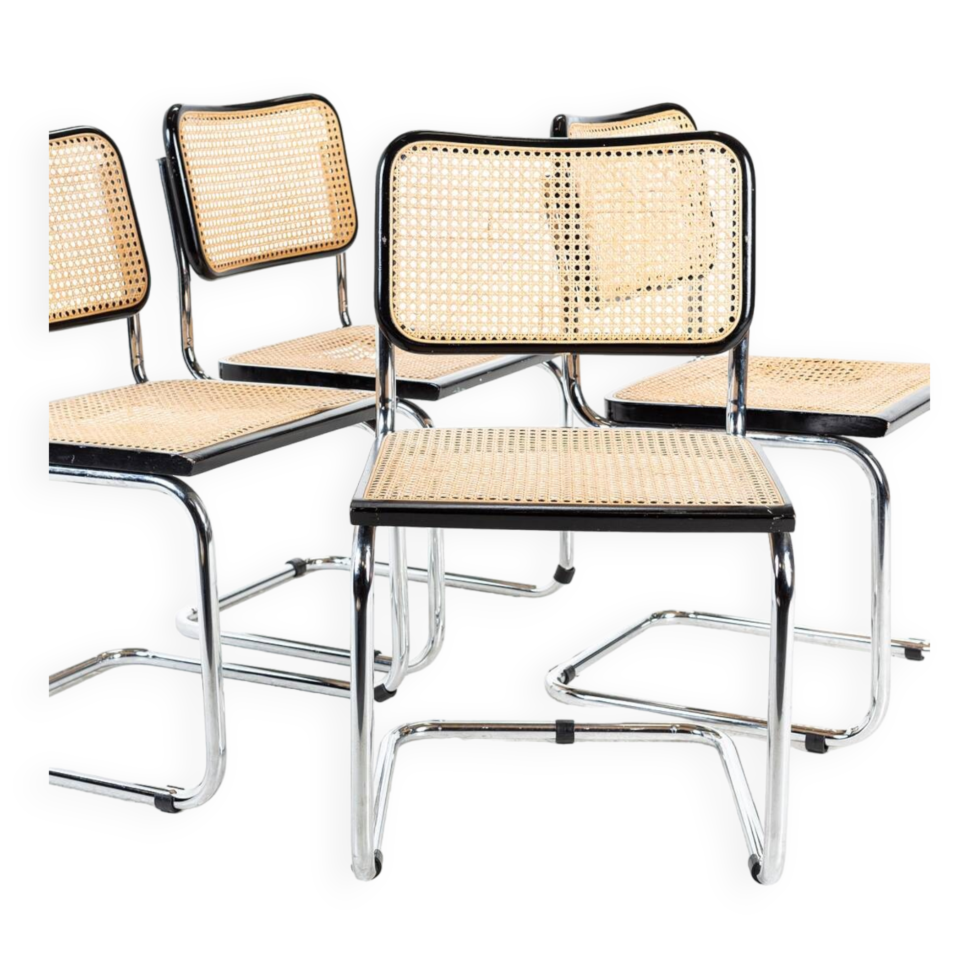 4 Bauhaus type B32 chairs black structure 1960 Italy