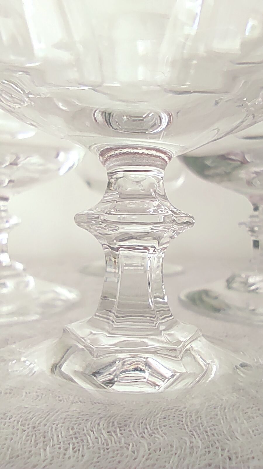 Cognac glasses in vintage arch crystal octagonal foot