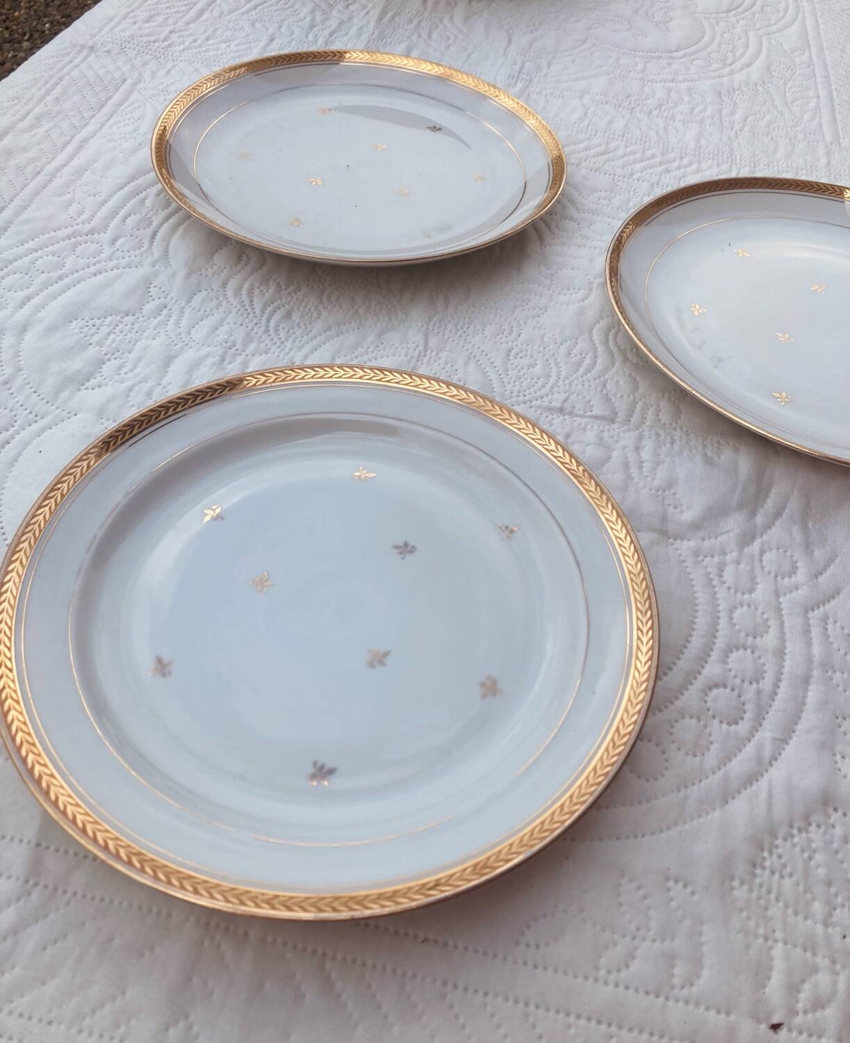 Set of golden Limoges plates