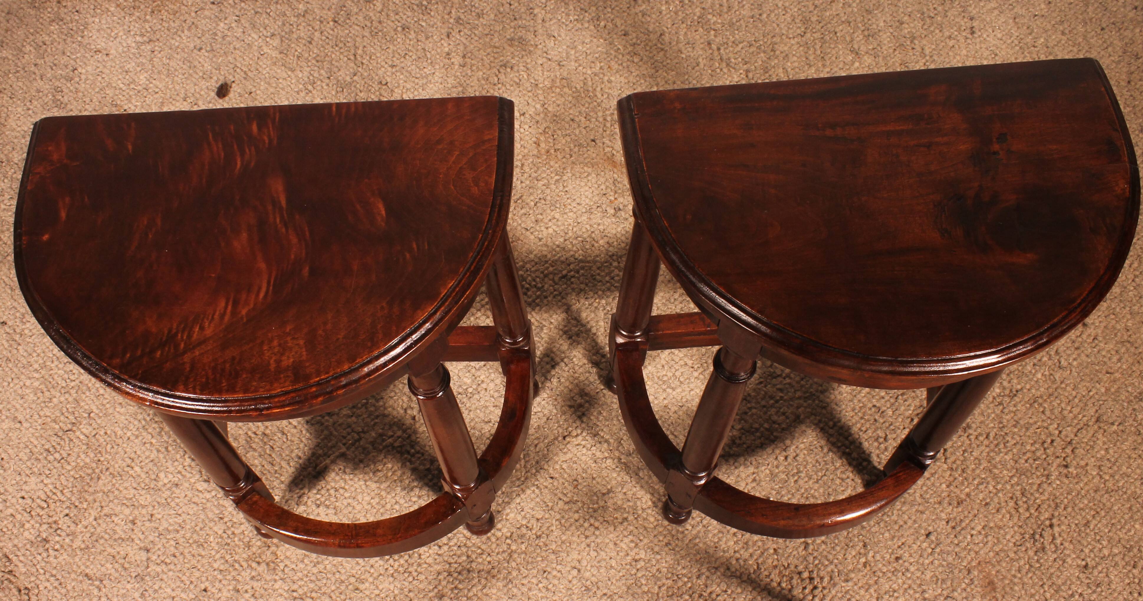 Pair Of Louis XIII Style Walnut Bedside Tables Or End Tables