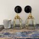 Pair of vintage glass and brass sconces electrified to nine