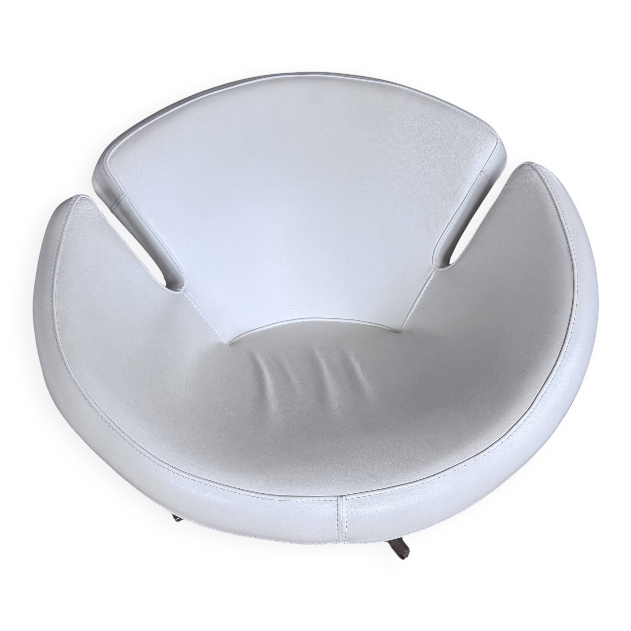 Fauteuil Vintage Signet pivotant Cuir Blanc
