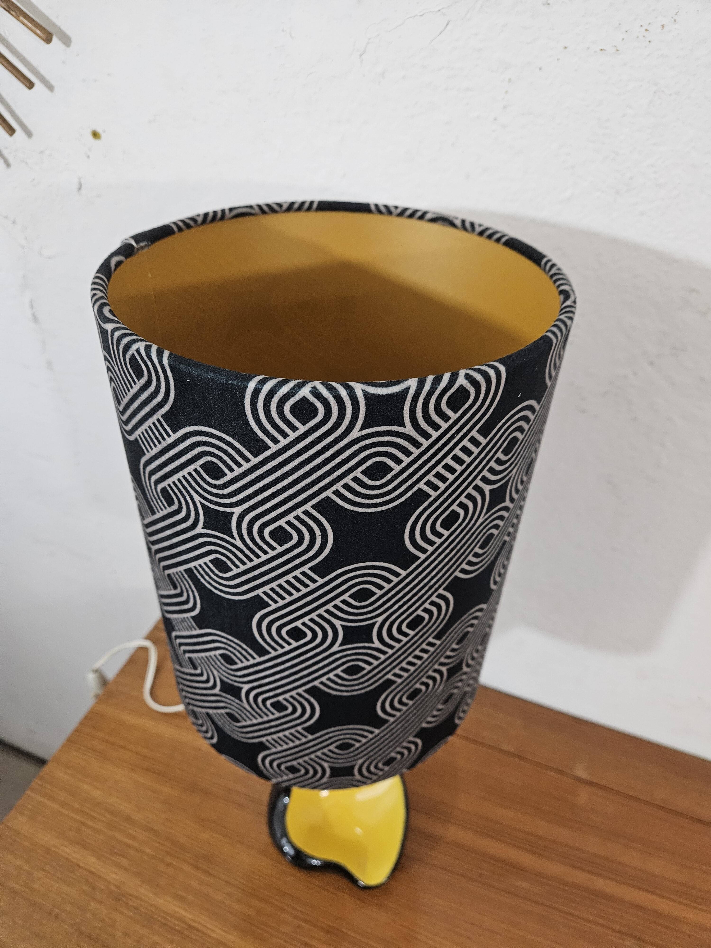 Vintage ceramic lamp free form Yellow and Black