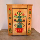 Vintage painted wooden doll cabinet