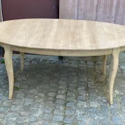 Louis XV oval extendable dining table stripped in solid oak 260cm 1970