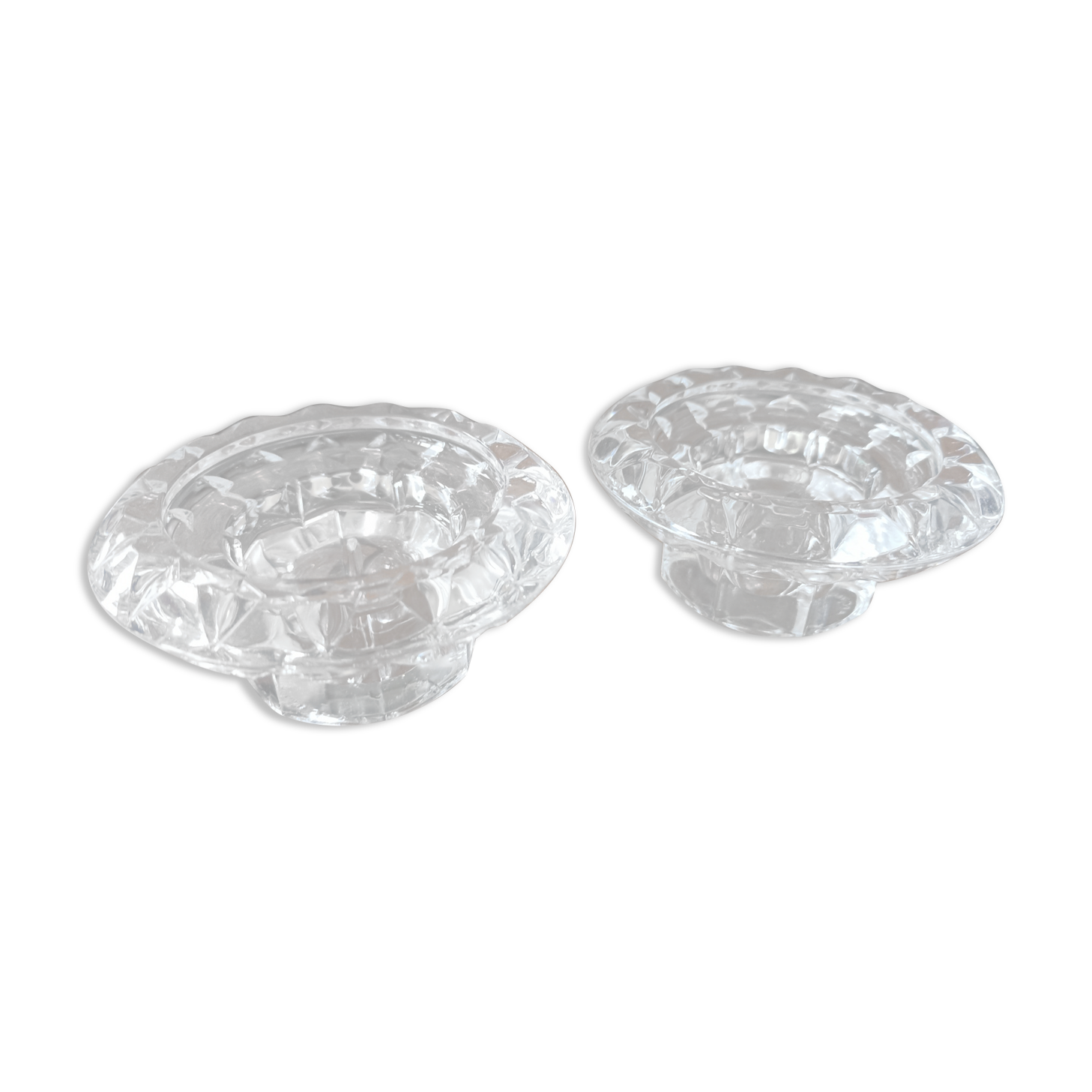Duo of crystal candle holders - ARC France
