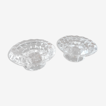 Duo of crystal candle holders - ARC France