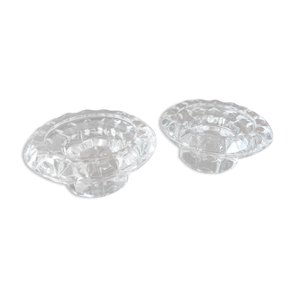 Duo of crystal candle holders - ARC France