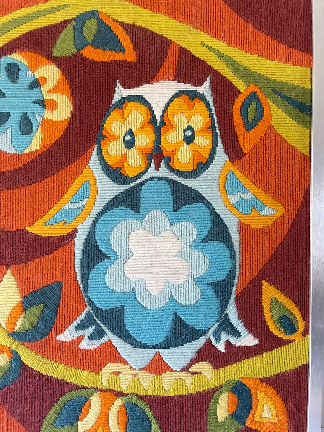 Vintage tapestry owl 70s