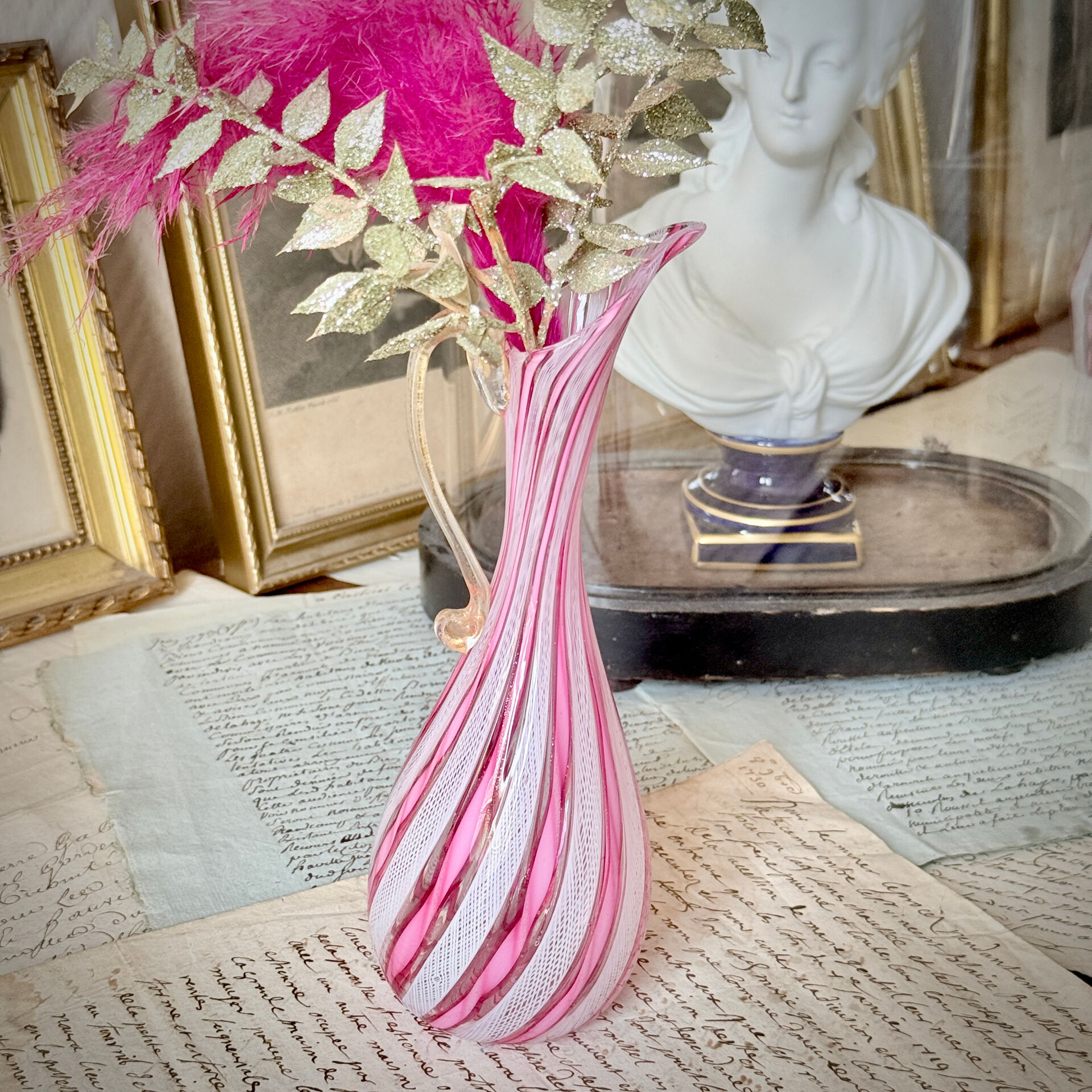 Murano Glass Ewer Vase 1 – Latticino Technique