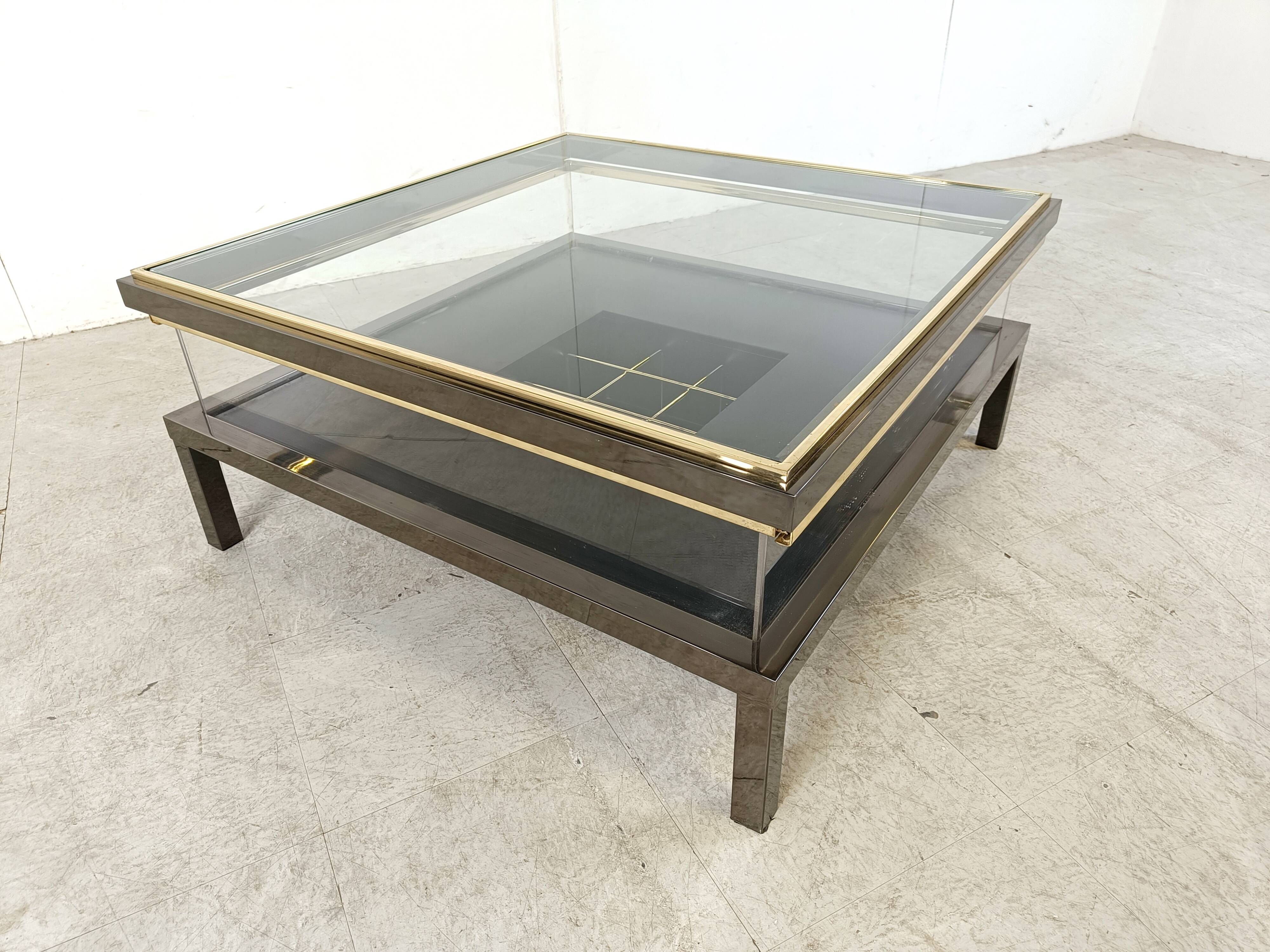 Vintage sliding glass coffee table, 1970s