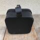 Black leather hat box