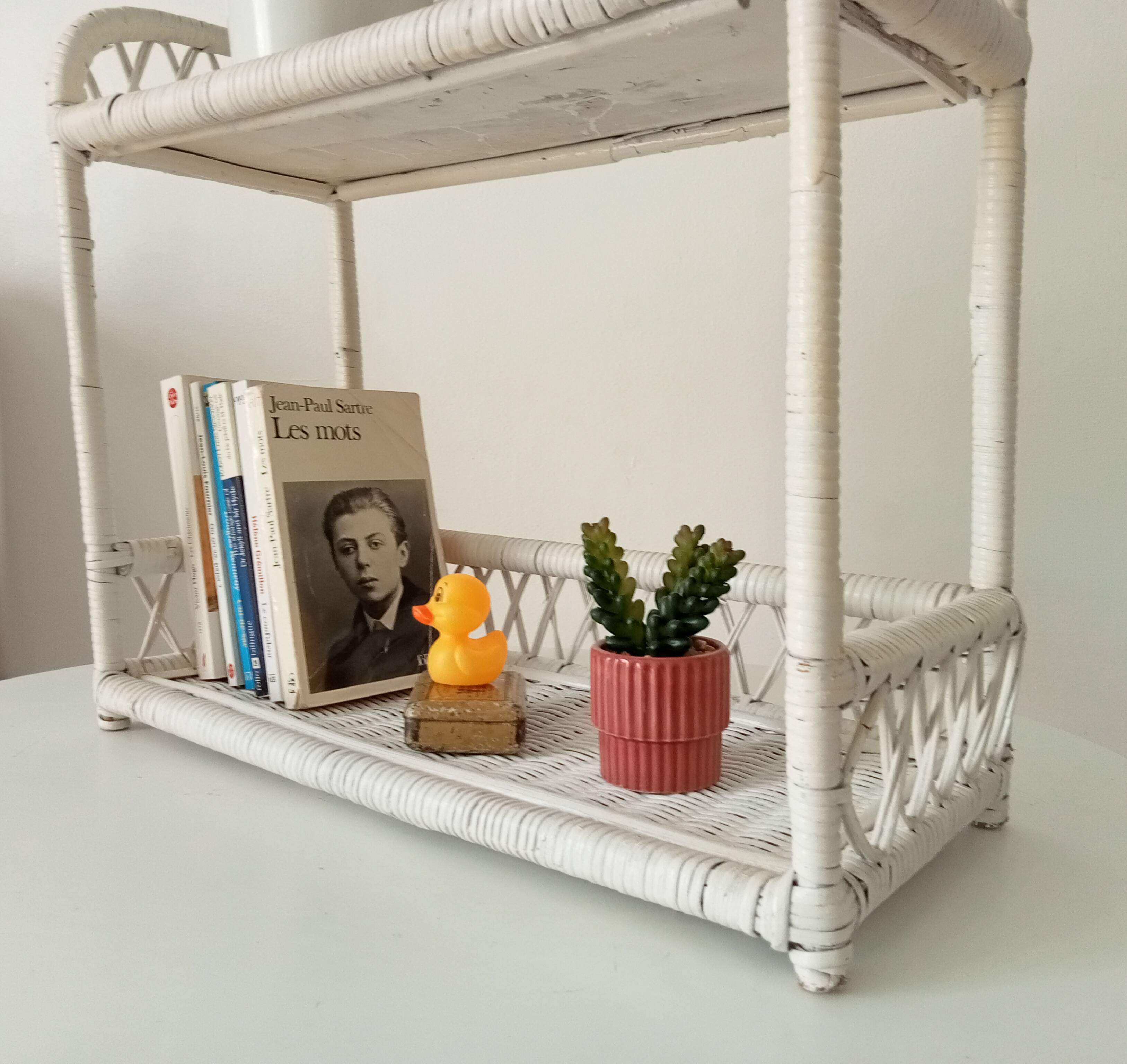 Vintage rattan wall shelf