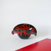 Vide-poche en céramique noir et rouge style Vallauris 1970