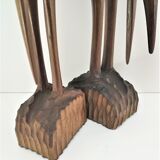 Pair of birds sculptural solid wood design 60s-70s
