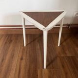 table basse tripode blanche et bois Arthur Umanoff