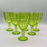 6 verres à pied vert anis vintage
