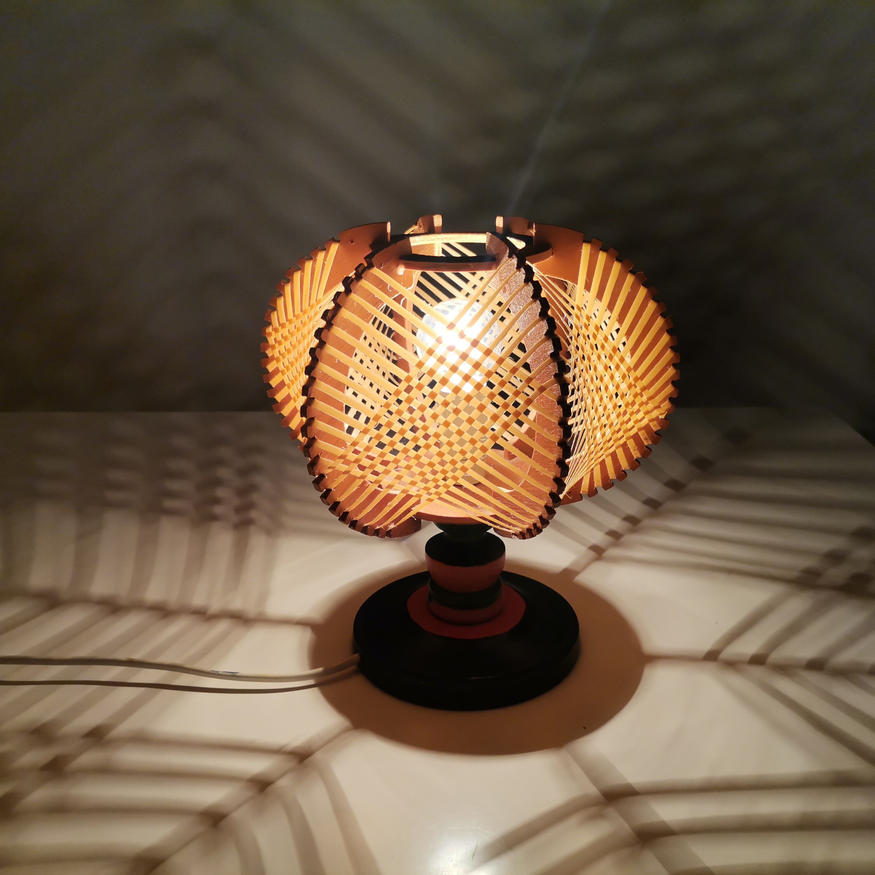 Mid century wooden bedside table lamp 1960