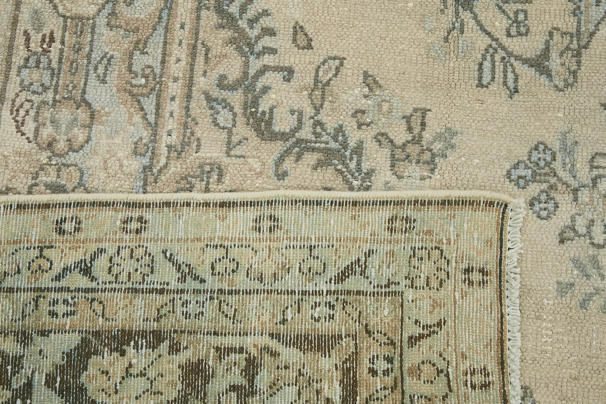 Handmade oriental unique 1980s 319 cm x 423 cm beige wool carpet