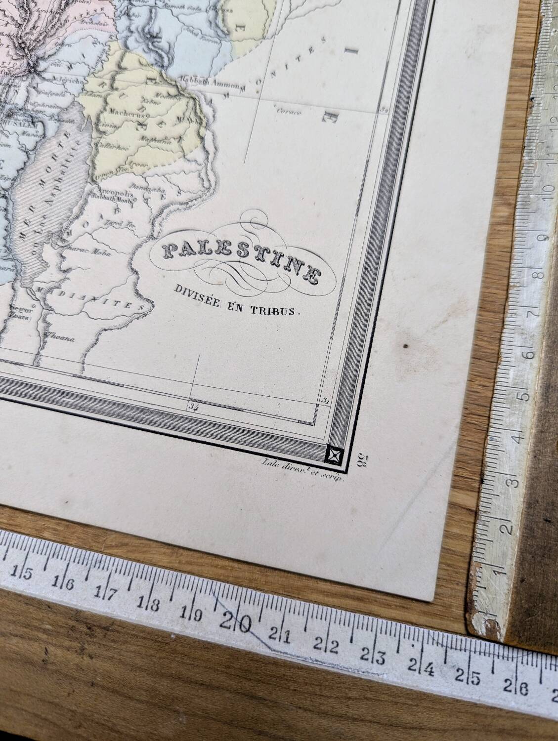 Palestine, old map, printed in 1852.