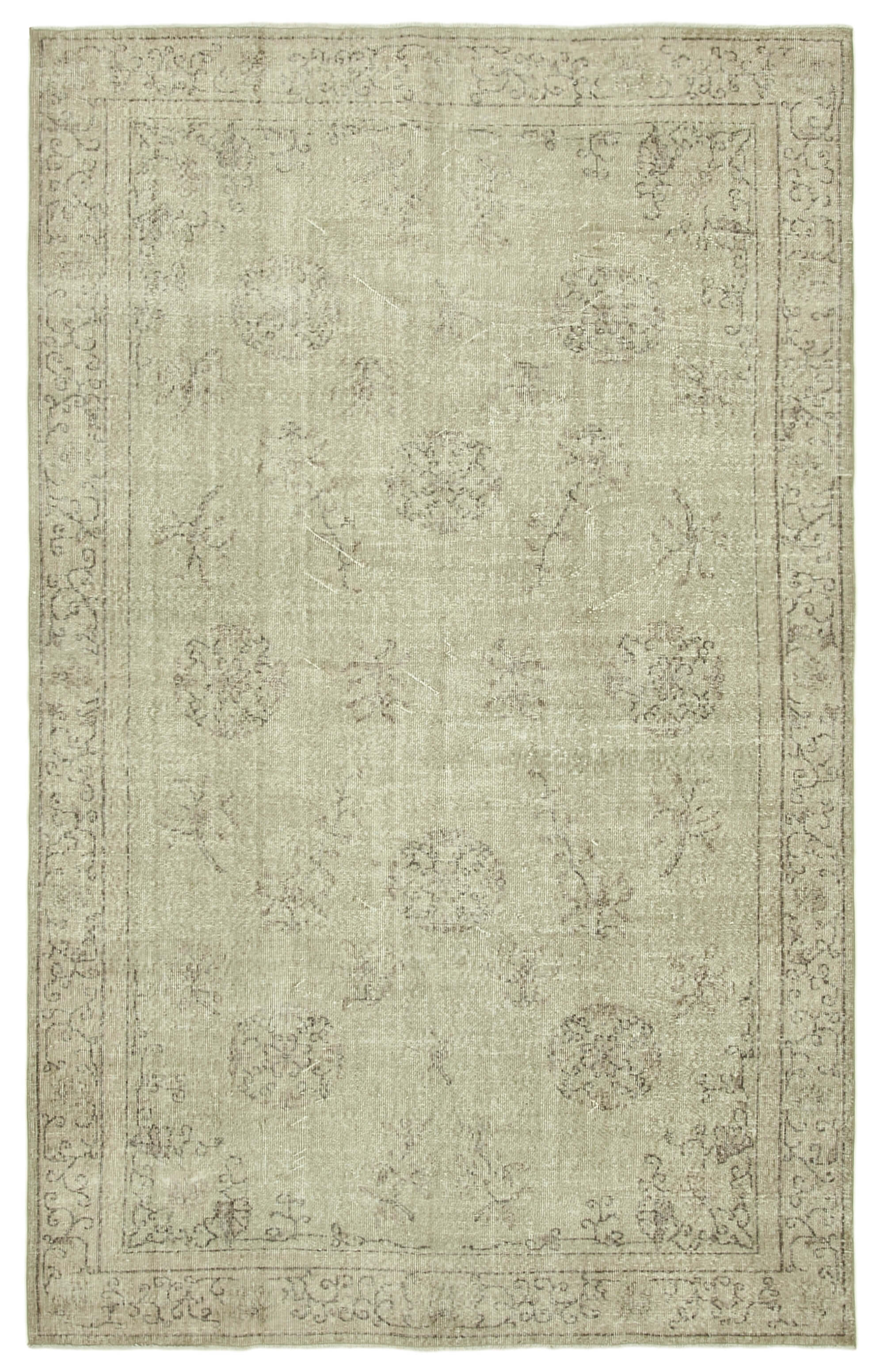 Handmade oriental beige carpet 196 cm x 306 cm