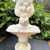Alabaster bust of a woman signed Arnaldo Giannelli dated 1980.