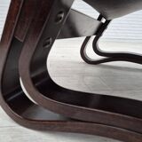 1970s, Scandinavian design, lounge chair, original condition, leather, bent wood.