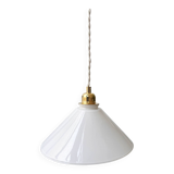 Vintage conical white glass pendant light