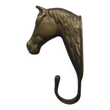 ancien patère laiton tête cheval déco vintage brass coat hook horse